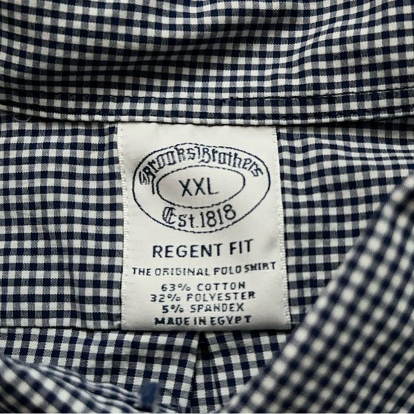Brooks Brothers Shirt Mens 2XL Regent Fit Long Sleeve Stretch Gingham Check Blue - Picture 5 of 6